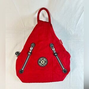 Vintage 90s Kipling Shadow Effect Red Sling Backpack